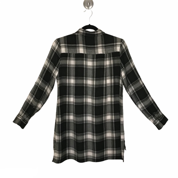 Soft Plaid Long Sleeve Black White Green Shirt Dip - Picture 2 of 10